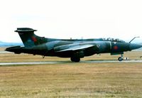 XV869 @ EGQS - Buccaneer S.2B of 12 Squadron awaiting clearance to join the active runway at Lossiemouth in the Summer of 1989. - by Peter Nicholson