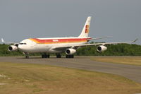 EC-GGS @ MDSD - Iberia A340-313 taxing from the active runway on to the ramp - by Daniel Jef