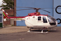 G-BFYA @ EGTC - MBB BO-105DB at Cranfield Airport in 1990. - by Malcolm Clarke