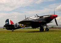 G-HURR @ EGCJ - Hawker Hurricane Mk12 at Sherburn-in-Elmet Airfield in 1988. - by Malcolm Clarke