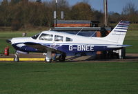 G-BNEE @ EGLM - Piper Arrow III awaiting the pump at White Waltam. Ex N630DJ - by moxy
