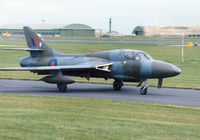 XF995 @ EGQS - Hunter T.8B with 12 Squadron taxying to the active runway at RAF Lossiemouth in May 1990. - by Peter Nicholson