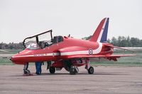 XX306 @ EGTC - British Aerospace Hawk T1A. One of the RAF 'Red Arrow's' aerobatic team preparing to perform at Cranfield's celebration of the 50th anniversary of the College of Aeronautics in 1996. - by Malcolm Clarke