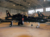 XX349 @ EGXC - British Aerospace Hawk T1W in the 100 Sqn hangar at RAF Leeming in 2004. - by Malcolm Clarke
