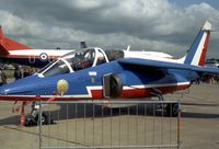 E54 @ GREENHAM - Alpha Jet of the Patrouille de France aerobatic display team on display at the 1981 Intnl Air Tattoo at RAF Greenham Common. - by Peter Nicholson