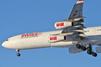 HB-JMJ @ KORD - Swissair A340-313, SWR84T, arriving KORD RWY28 KORD from LSZH (Zurich). - by Mark Kalfas