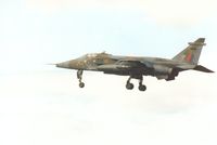 XZ385 @ EGQS - Jaguar GR.1A of 16[R] Squadron on final approach at Lossiemouth in the Summer of 1994. - by Peter Nicholson