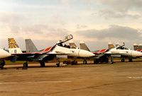 19 BLUE @ EGQL - Su-27UB Flanker C of the Russian Knights display team on their visit to the 1991 RAF Leuchars Airshow. - by Peter Nicholson