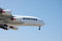 VH-OQC @ LAX - Qantas A380 short final rwy 24R - by AJ Heiser
