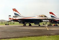 J-193 @ MHZ - F-16A Falcon of 311 Squadron Royal Netherlands Air Force on the flight-line at the 1993 Mildenhall Air Fete. - by Peter Nicholson
