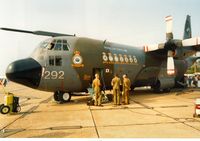 XV292 @ MHZ - Hercules C.1 of the Lyneham Transport Wing with markings to celebrate 25 years of RAF Hercules operations in the static park at the 1992 Mildenhall Air Fete. - by Peter Nicholson