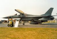 E-599 @ MHZ - F-16A Falcon of Esk 730 Royal Danish Air Force on display at the 1992 Mildenhall Air Fete. - by Peter Nicholson