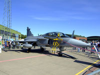 9820 @ EGQL - JAS-39D Gripen from 211tl,Loaded with 2x wing tanks,2x AIM-9M Sidewinders & 2x AIM-120 AMRAAM's at Leuchars airshow '09 - by Mike stanners