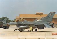 87-0384 @ MCF - F-16D Falcon of 63rd Fighter Squadron/56th Fighter Wing at MacDill AFB in May 1992. - by Peter Nicholson