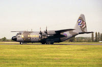 XV292 @ EGSX - Lockheed C-130K Hercules C1P carrying markings to commemorate 25 years of service by Hercules in the RAF. At Airshow Europe, North Weald  in 1992. - by Malcolm Clarke