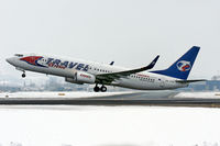 OK-TVH @ LOWL - Travel Service Boeing B737-8Q8 take-off to GMMX/RAK - by Janos Palvoelgyi