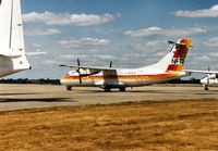 D-BAAA @ EGVA - ATR 42-300 of NFD Nurnberger Flugdienst charter flight at the 1995 Intnl Air Tattoo at RAF Fairford. - by Peter Nicholson