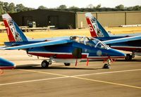 E132 @ EGVA - Patrouille de France aircraft number 7 on the flight-line at the 1995 Intnl Air Tattoo at RAF Fairford. - by Peter Nicholson