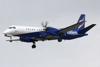 G-CFLV @ EGNT - Saab 2000 on approach to Rwy 25 at Newcastle Airport in 2009. - by Malcolm Clarke