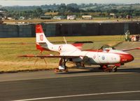 827 @ EGVA - TS-11 Iskra number 10 of the White Iskras Polish Air Force display team on the flight-line at the 1995 Intnl Air Tattoo at RAF Fairford. - by Peter Nicholson