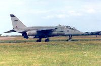 XX832 @ EGQS - Jaguar T.2A of 16[Reserve] Squadron awaiting clearance to join the active runway at RAF Lossiemouth in the Summer of 1995. - by Peter Nicholson