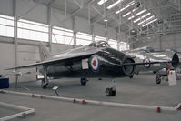 WG768 @ EGWC - Short SB-5 at the Aerospace Museum, RAF Cosford in 1991. Used by the RAE to investigate different wing sweep angles and tailplane positions, prior to the development of the Lightning interceptor. - by Malcolm Clarke