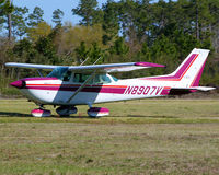 N8907V @ 82J - After landing and picking up a passenger, N8907V is seen taxing back to takeoff.  1/50 shutter speed. - by Scott Shea