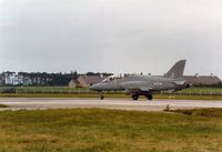 XX157 @ EGQS - Hawk T.1A of 151 Squadron preparing to join Runway 05 at RAF Lossiemouth in the Summer of 1992. - by Peter Nicholson