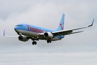 G-FDZG @ EGNT - Boeing 737-8K5 on approach to Rwy 25 at Newcastle Airport in 2008. - by Malcolm Clarke