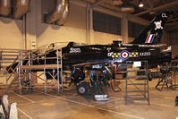 XX255 @ EGXE - British Aerospace Hawk T1A up on jacks in the 100 Sqn hangar at RAF Leeming in 2009. - by Malcolm Clarke