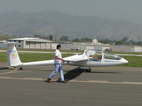 N624RM @ POC - Glider being taken to runway 26L - by Helicopterfriend