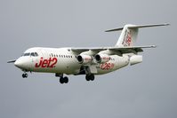 G-FLTC @ EGNT - British Aerospace BAe-146-300 on approach to 25 with air brakes extended at Newcastle Airport in 2006. - by Malcolm Clarke