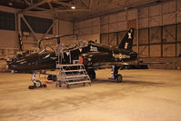 XX222 @ EGXE - British Aerospace Hawk T1A in the 100 Sqn hangar at RAF Leeming in 2009. - by Malcolm Clarke