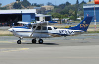N531HP @ KCCR - California Highway Patrol 2001 Cessna T206H taxying after landing on RWY 32R - by Steve Nation