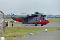 XV666 @ EGFH - RNAS Culdrose rescue Sea King HAR.5 helicopter coded 823/CU of 771 NAS taking on fuel at Swansea Airport. Summer 2001 - by Roger Winser
