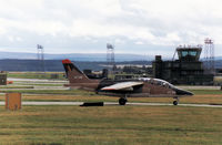 AT08 @ EGQS - Alpha Jet of 9 Wing Belgian Air Force departing RAF Lossiemouth in September 1992. - by Peter Nicholson