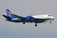 G-CERY @ EGNT - Saab 2000 on approach to Runway 07 at Newcastle Airport in 2008. - by Malcolm Clarke