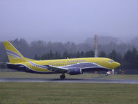 F-GIXC @ EGPH - Europe airpost B737 Landing on runway 06 with a load of French rugby fans - by Mike stanners