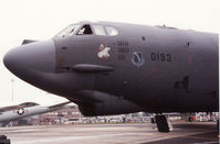 58-0193 @ MHZ - B-52G Stratofortress named Iron Maiden of 416th Bombardment Wing on display at the 1991  Mildenhall Air Fete. - by Peter Nicholson