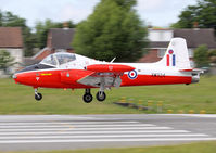 G-BWSG @ EGNO - Jet Provost T5B wearing RAF markings XW324 and its 6 FTS code 'U'. - by vickersfour