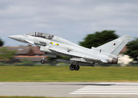 ZJ811 @ EGNO - Royal Air Force Typhoon T3 (c/n BT012). Landing after a post T3 upgrade air test. Wearing 11 Squadron markings and coded 'DZ'. - by vickersfour