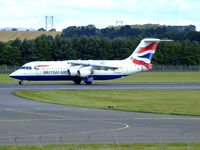 G-BXAS @ EDI - British airways RJ100 arrives on runway 24 - by Mike stanners