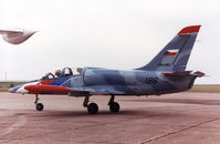 186 @ EGDM - Czech Air Force L-39CT Albatros, callsign Aero 186, on the flight-line at the 1990 Boscombe Down Batle of Britain 50th Anniversary Airshow. - by Peter Nicholson