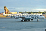 N901FR @ PANC - 2001 Airbus A319-111, c/n: 1488 of Frontier at dusk in Anchorage - by Terry Fletcher
