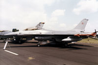 E-611 @ EGDM - F-16A Falcon of Eskradille 722 Royal Danish Air Force on display at the 1990 Boscombe Down Battle of Britain 50th Anniversary Airshow. - by Peter Nicholson