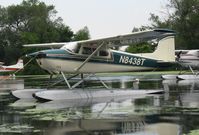 N8438T @ 96WI - Cessna 182B Skylane moored at AirVenture 2010. - by Kreg Anderson