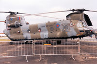 ZA718 @ EGDM - Chinook HC.2 of RAF Odiham's 7 Squadron on loan to the A & AEE on display at the 1990 Boscombe Down Battle of Britain 50th Anniversary Airshow. - by Peter Nicholson
