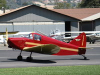 N29398 @ SZP - 1940 Culver LCA CADET, Continental A&C75 75 Hp, Al Mooney design advanced for its time-wing slots give better aileron control at high angles of attack, retractable gear, landing roll Rwy 22 - by Doug Robertson