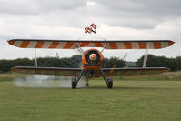 N74189 @ X5FB - A smokey start-up for a Boeing PT-17 Kaydet at Fishburn Airfield in July 2010. - by Malcolm Clarke
