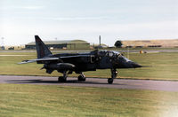 XX832 @ EGQS - Jaguar T.2A of 226 Operational Conversion Unit taxying to the active runway at RAF Lossiemouth in May 1990. - by Peter Nicholson